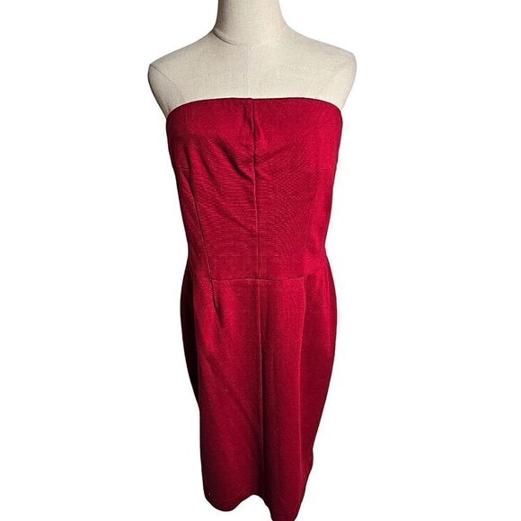 Express Y2K Holiday Party Red Strapless Dress - Picture 1 of 6